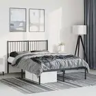 vidaXL Metal Bed Frame with Headboard Black 137x187 cm Double
