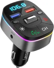 Bluetooth 5.0 Car FM Transmitter, QC3.0 Car Charger, AUX Bluetooth Radio Music A