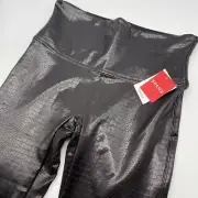 New Spanx Faux Leather Croc Leggings Women Large Brown Pull On Pants