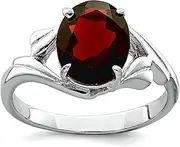 [JewelryWeb] 925 Sterling Silver Solid Polished Garnet Ring Size 6 3mm Wide Band Style-Ring for Women