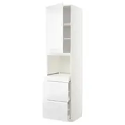 METOD / MAXIMERA hi cab f micro combi w door/3 drwrs, white/Voxtorp high-gloss/white, 60x60x240 cm