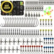 160Pcs/Box Fishing Accessories Kit with Tackle Box, Including Jig Hooks