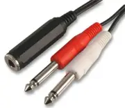 PRO SIGNAL - 6.35mm (1/4") Mono Jack Socket to 2x Plugs Lead, 300mm Black