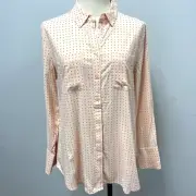 Chico's Half Placket Top Shirt Blush Peach Pindot Silky Soft New Size 0