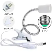 EU US Plug 360 Degree Flexible Desk Lamp Holder E27 Light Base Socket Gooseneck