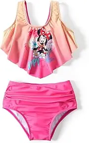 [Disney] Mickey and Friends Girls Tankini Swimsuit Soft and Comfy Girls Two Piece Swimsuits Cute Bathing Suits