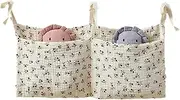 Baby Crib Organizer,2 Pockets Multifunctional Diaper Caddy - Bedside Caddy for Changing Table and Baby Crib, Nursery Organization and Diaper Storage