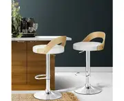 Bar Stools Set of 2 Leather Kitchen Stool Chairs White