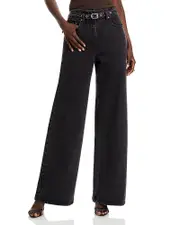 3.1 Phillip Lim Belted Wide Leg Jeans In Washed Black 0