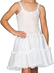 [IC Collections] I.C. Collections Girls White Bouffant Slip Petticoat - Lace Embellished, 8-14