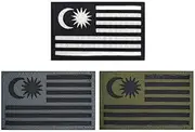 [YOYUMI] Patches Ir Reflective Malaysia Flag Badge Luminous Low Visibility Nylon Patch Flag Hook and Loop