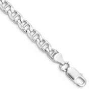 Sterling Silver Rhodium-plated 6.5mm Flat Cuban Anchor Chain Necklace