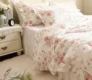 [Kolachic] Country Rose Roses Pink Floral Flower Duvet Cover Bedding Set 3 Pieces, 1 Duvet Cover & 2 Pillowcases 100% Cotton (King/California King)