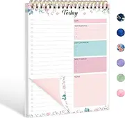 To Do List Notepad - Daily Planner Notepad 104 Pages Task Planner, 6.7" x 9.8" Double Sided Spiral Notebook with Checklist Productivity Planning Pad for Work Office Home-Pink