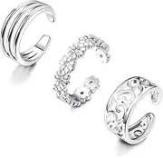 [Milacolato] 925 Sterling Silver Toe Rings Set Women's Simple Open Thin Band Ring Adjustable for Women Girls Foot Jewellery