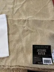 JACQUARD FABRIC NAPKINS ~ 18" x 18" ~ 6 IN SET ~ GOLD "Sandstone" Gold New NWT