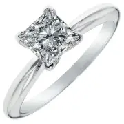 0.5ct Simulated Diamond Princess Solitaire Engagement Wedding Ring 14k W Gold
