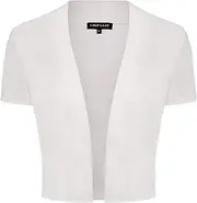 [Kyzoeyou] Cropped Cardigans for Women Short Sleeve Open Front Casual Bolero Sweater Shrug