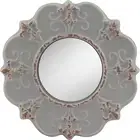 Stonebriar 8" Round Light Gray Ceramic Accent Wall Mirror with Attached Hangi...