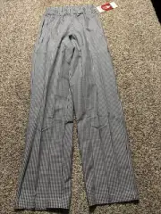 Unisex Black & White Checkered Drawstring Chef Works Kitchen Restaurant Pants XS