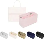 KINGS IN BAG Organizer for Dior Book Tote Mini, Silky Satin Tote Bags Organizer Insert with Multiple Pockets for Storage, Lightweight Shaper for Daily Use (pink, Booktote Mini)