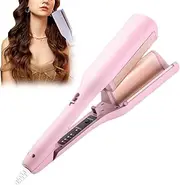 French Curls Iron, Romantic French Egg Curling Iron, Create Frizz-Free Curls Effortlessly, Anti-Scald, Rapid Heating, 4 temperature adjustments for Wide Deep Waves (Pink)