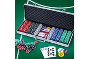 500pcs Poker Chips Set Casino Texas Hold'em Gambling Party Game Dice Cards Case