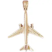 14K Gold 28MM 3D Two Engine Airplane Pendant