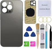 Perzework OEM Rear Cover Back Glass Replacement for iPhone 13 pro max 6.7 inches (Graphite) All Carriers with Pre-Installed Adhesive and Repairing Tool Kits