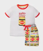NEW PETER ALEXANDER PJ SET VEGEMITE TOP & SHORTS JNR BOYS SIZE 6 RRP$59.95