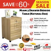 3 Drawer Wooden Bedside Table Modern Filing Cabinet Locker with Wheels