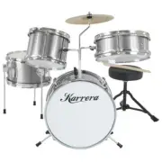 4 Piece Children Diamond Drum Kit Set Musical Instrument Kids Drums Silver