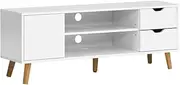 Artiss TV Unit Cabinet Entertainment Units, Wood Stand Table Cabinets Storage Shelf Organiser Cupboard Home Living Room Bedroom Furniture, with 2 Drawer and Cable Management Holes White