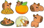 Capybara Pin Set, Official Licensed Capybara Pins, Collectors Box Includes 6 Pins by Youtooz Capybara Collection