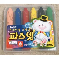 在飛比找蝦皮購物優惠-韓國製 AMOS 神奇無毒安全水蠟筆 粗蠟筆 6色 12色 