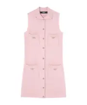 Versace Sleeveless Button-Up Knitted Mini Dress IT40 light pink