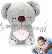 HyDren Breathing Stuffed Animal Calming Soothers for Sleep Heartbeat Plush for Anxiety with Music Lights and Rhythmic Breathing Motion Anxiety Relief Portable Plush Sound Machine (Koala Bear)