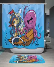 Kids Pirates Captain and Octopus Shower Curtain