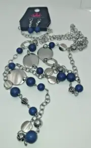 Paparazzi Serenely Springtime Blue Necklace set with Earrings NIP