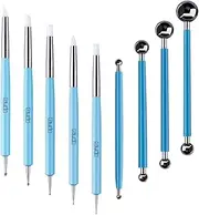 9 Pieces Stylus Tools 5 Pieces 2 Way Total 10 Different DIY Silicone and Ceramic Clay Indentation Tool and 4 Pieces Double-Ended Metal Ball Tools