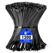 Zip Ties, RAZCC 1200pcs Black Cable Zip Ties 8 Inch, Heavy Duty Plastic Wire ...