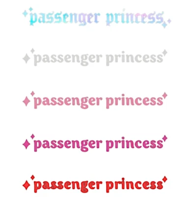 Passenger Princess Pink Car Bike Van 4X4 Ute Decal Window Mirror Vinyl Sticker