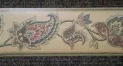 Jacobean Multi-Color Paisley Flowers on Yellow-Beige Border by Sunworthy 186208