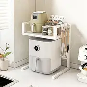 FOTN Iron Air Fryer Over Rack, Kitchen mini Toaster Baker Shelf Stand, Metal Kitchen countertop Tableware Storage Organiser Shelving for Coffee Maker, Water Kettle,Electric Cooker (White (Style-2))