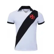 Brazilian Vasco da Gama Paris Tour 1957 Oficial Polyester White Polo Shirt Brazi