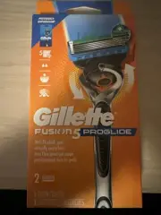 Gillette Fusion 5 Proglide 1 Razor + 2 Cartridges New In Box