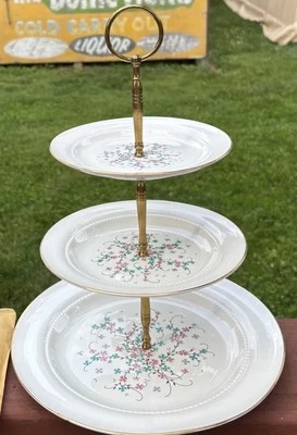 3 Tiered Serving Stand Cookie Tray Parties Tier Round Eastern China 24 K Gold