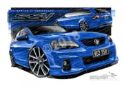 HOLDEN VE II SSV COMMODORE WAGON VOODOO BLUE A3 FRAMED PRINT (HC605)