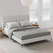 Brooklyn King Ivory White Boucle Wing Bed Frame