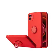 ZUSLAB iPhone 12 Mini 5G Case Silicone Stand Magnetic Finger Ring Kickstand Bumper Protective Cover for Apple - Red